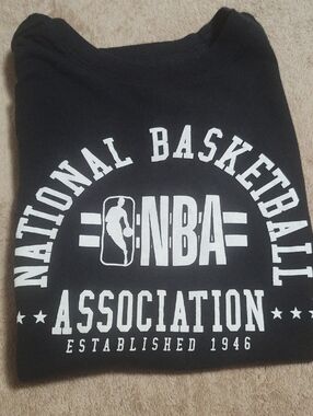 NBA Brand Boy's Black T-shirt with White Logo and Arch Graphic